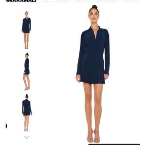 NWT Norma Kamali Nk Shirt W/ Collar Stand in True Navy - S